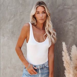 Vici - Sleek and Chic Ribbed Bodysuit - Ivory